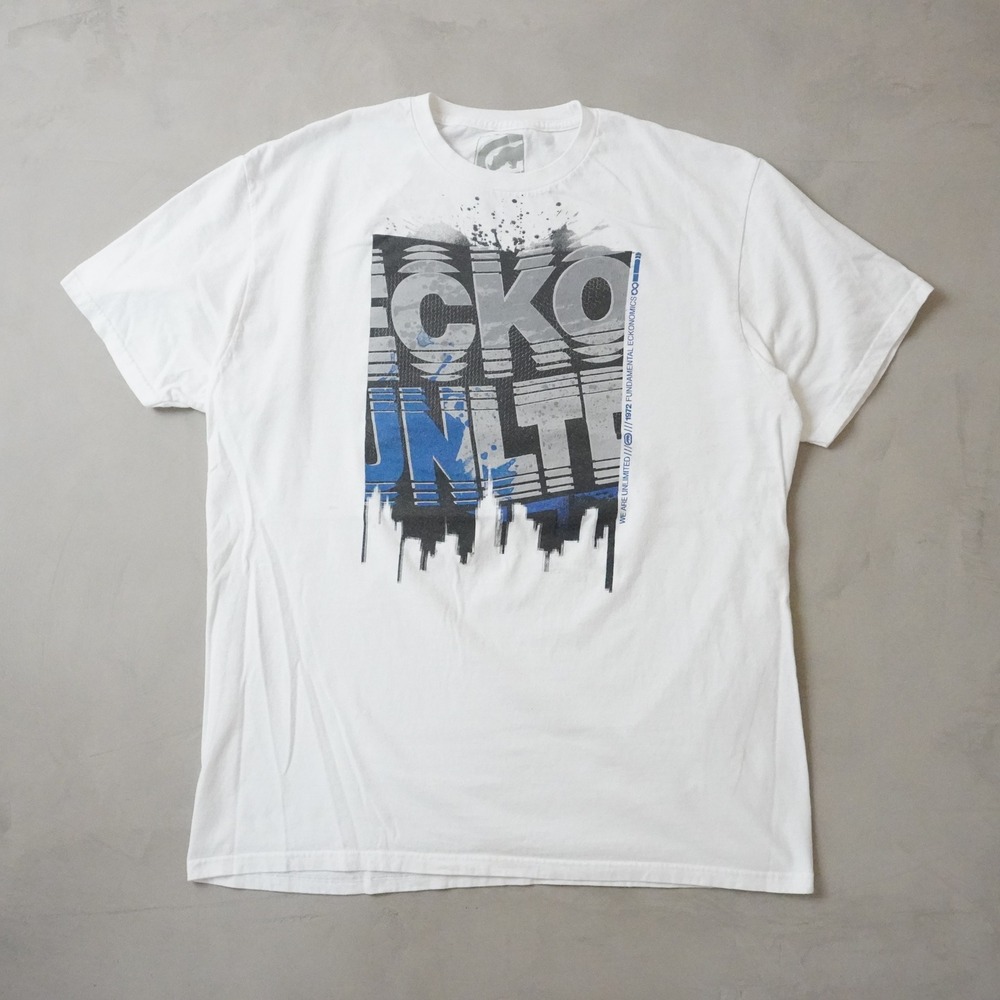Vintage Ecko Unltd Graphic T-Shirt XXL Mens White Blue City Skyline Streetwear